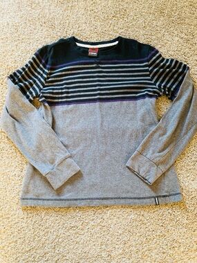 Boys Tony Hawke Gray Striped Crewneck Sweater 14/16